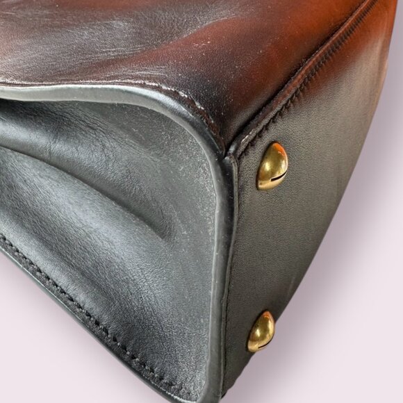 Vintage Christian Dior Black Leather Top Handle Bag – Lock & Key, Made in France - Picture 8 of 14